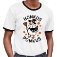 thumbnail image 2 of Honkus Ponkus Ringer Tee Shirt Unisex Large White/Black, 2 of 5