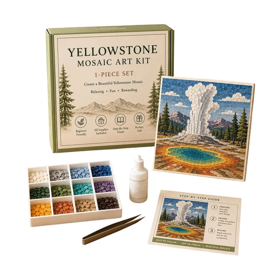 Mosaic Art Kit for Adults,Craft Supplies for Adults with 4 Inch Square Canvas,Relaxing Diy Craft Kit for Adult Hobbyists,1 Set
