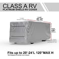 thumbnail image 2 of Platinum Shield Weatherproof RV Cover Compatible with Class A RV 20' - 24' Long - Outdoor - Protect from Water, Snow, Sun - Fleece Lining - Includes Cable Lock, Storage Bag & Wind Straps, 2 of 6
