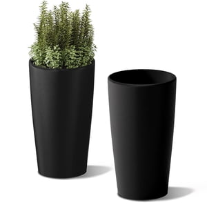 SnugNiture Modern Outdoor Planter, 22-Inch Black, 2-Pack
