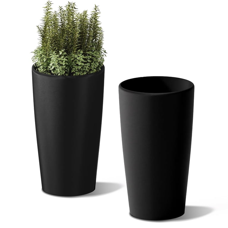 SnugNiture Modern Outdoor Planter, 22-Inch Black, 2-Pack photo 1
