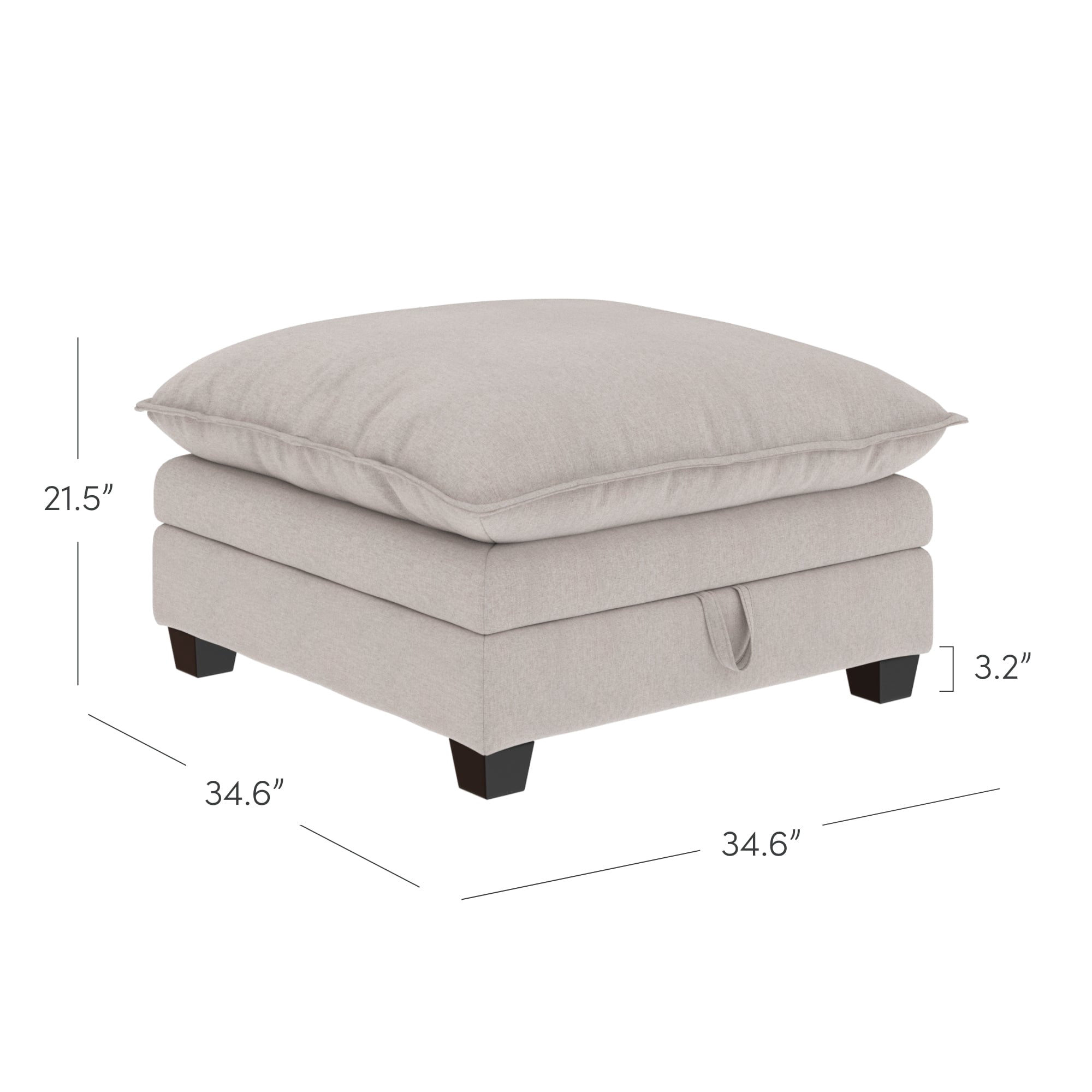 Nathan James Chelsea Modern Cloud Ottoman, Linen Fabric Upholstered Ottoman with Storage, Beige