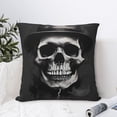 thumbnail image 4 of Fuzoiu Black White Hat Skull Print Square Pillow Cover,Hidden Zipper Design,Luxury Square Pillow Case, Throw Pillow,Couch Cushion-20"x20", 4 of 7