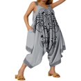 thumbnail image 2 of Women Funny Romper V Neck Printed Spaghetti Strap Owl Face Jumpsuit Cosplay Dress, 2 of 6