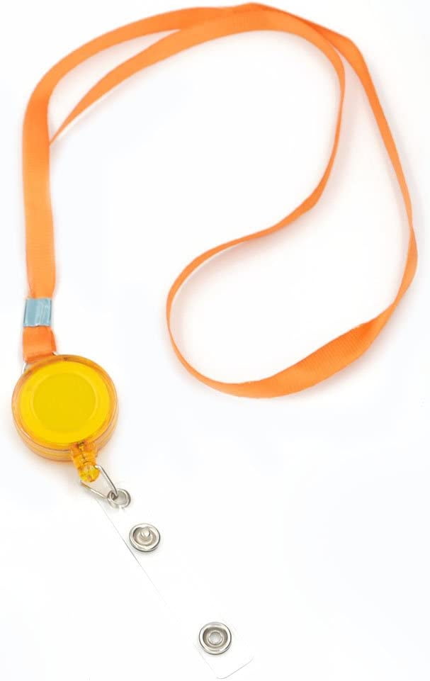 Angelakerry 5pcs Orange Retractable Pull Chain Reel ID Card Badge
