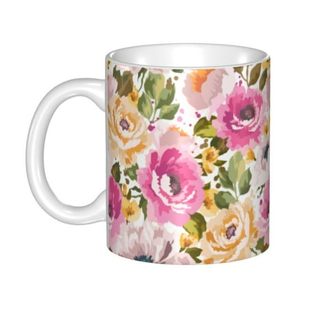 

Ceramic Mug Funny Coffee Milk Tea Mug Cup Impressionist style floral background Cup