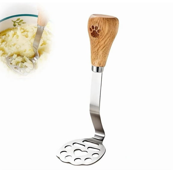 High Performance Mini Masher Set, Stainless Steel Potato Smasher Tool with Wooden Handle, Small Food Masher for Potatoes, Beans, Meat, Vegetables,Potato Masher,Stainless Steel Mini Avocado Masher(1)