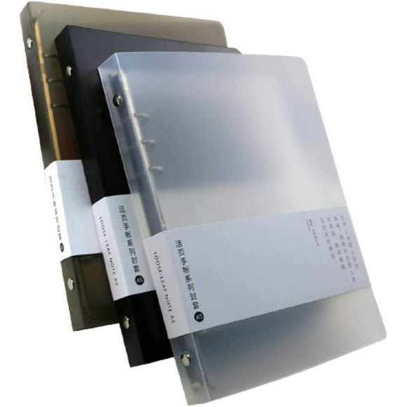 3 Pack A5 A6 Round Ring Binder Cover 6-Ring PVC Binder Covers Refillable Notebook Loose Leaf Binder Protector (Inner Paper Not Included A5)-Black and Coffee and White