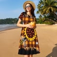 thumbnail image 4 of Balery Sunflower Gnomes and Bees Vestidos sueltos de manga corta para mujer, vestidos de verano 2025, vestidos casuales de corte A con vuelo., 4 of 6