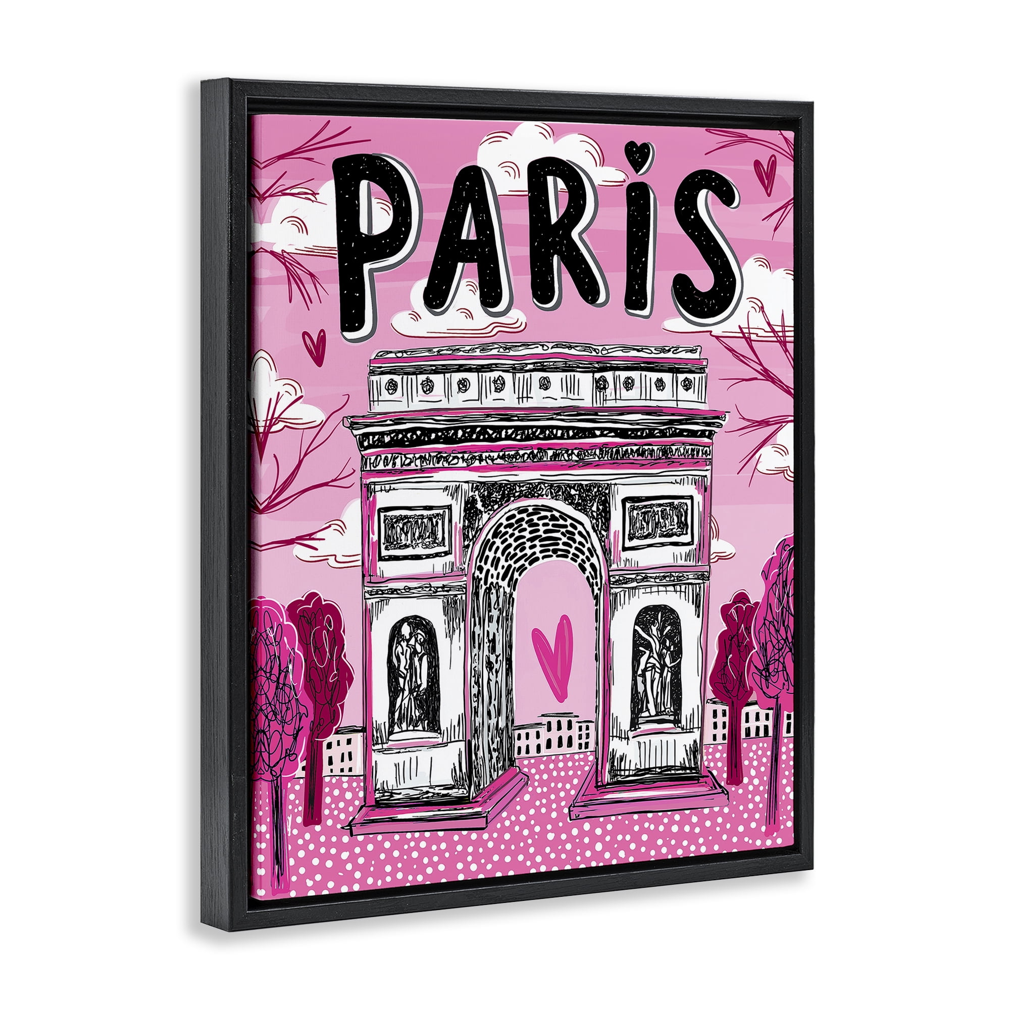 Stupell Industries Romantic Paris Arc de Triomphe Black Framed Floater Canvas Wall Art, design by Jess Stempel