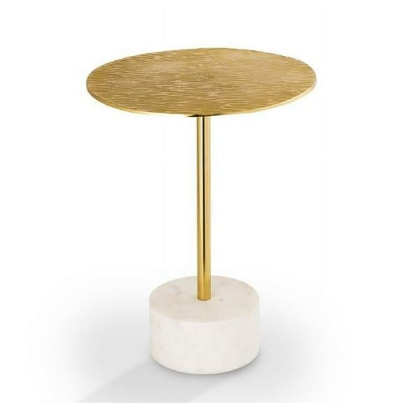 SPI Home Golden Finish End Table with Marble Base 20.5 inches High