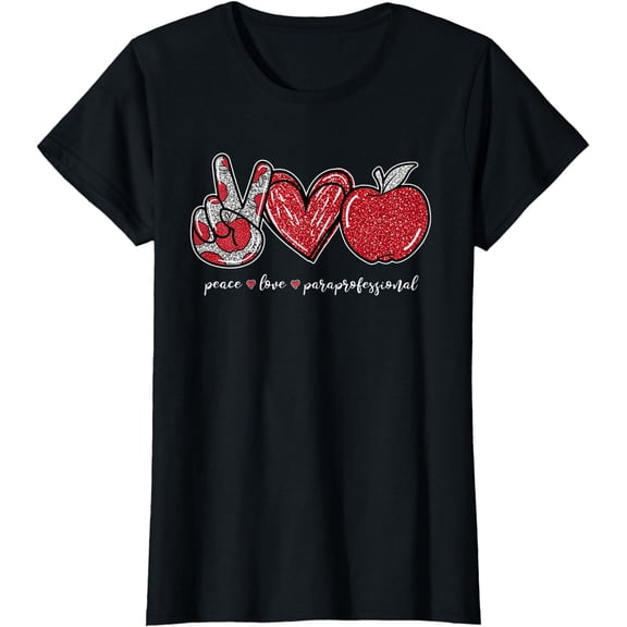 Peace Love Apple Paraprofessional Gifts T-Shirt