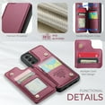 thumbnail image 4 of SaniMore for Samsung Galaxy A15 Wallet Case, RFID Blocking PU Leather Kickstand Credit Slots Flip Folio Protective Case, Double Magnetic Clasp Durable Shockproof Cover for Samsung A15, Winered, 4 of 9