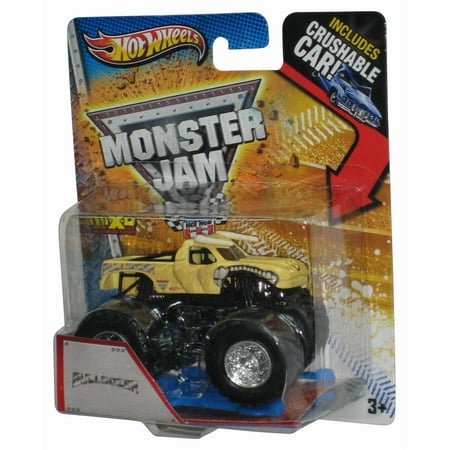 Hot Wheels Monster Jam Max-D (2012) Bulldozer Cream Toy Truck w/ Crushable Car