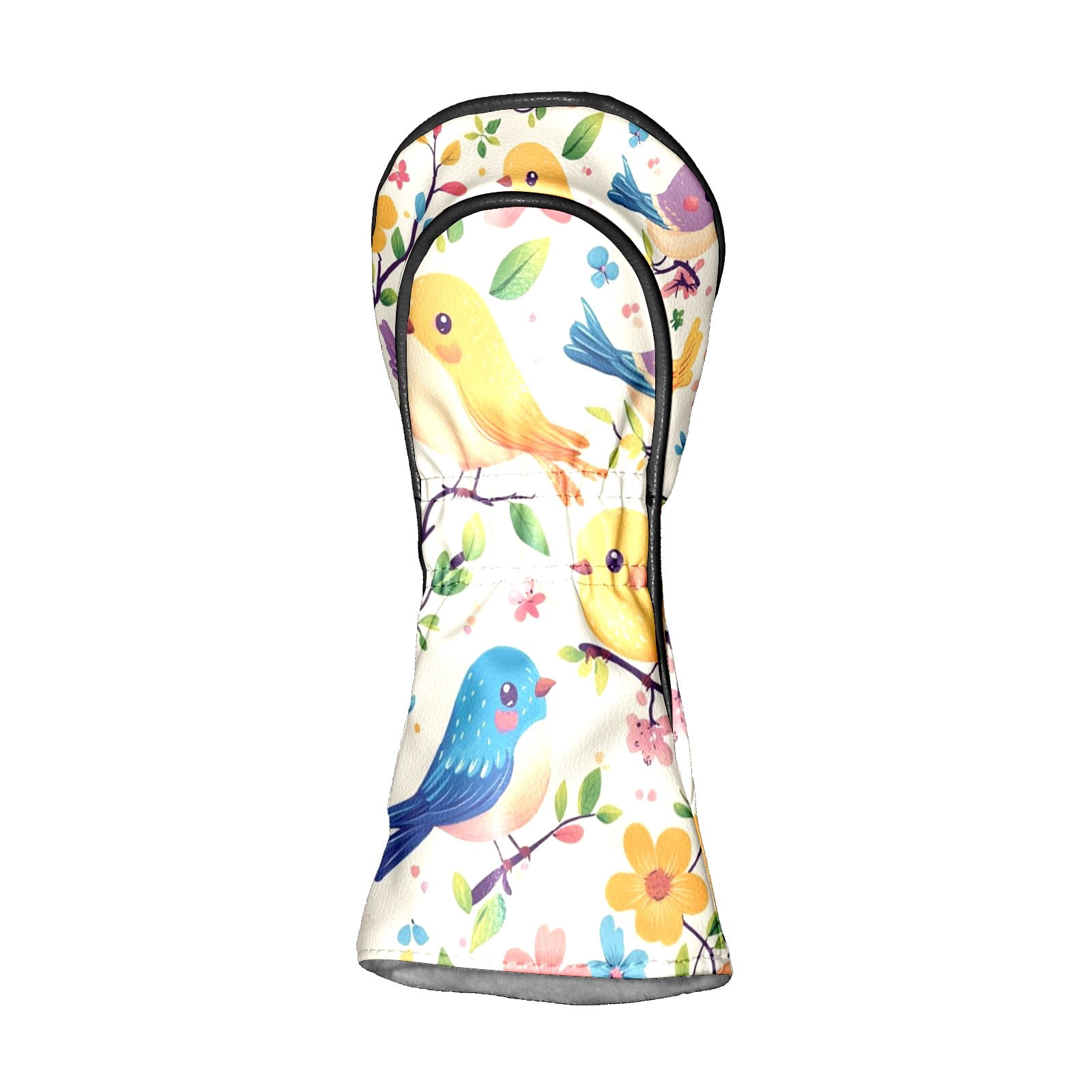 Golf Club Head Covers - Colorful Bird Design, PU Leather, Waterproof, Fits Fairway Woods/Hybrid, Unisex, Fits Most Brands