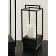 thumbnail image 4 of Kate and Laurel Brandt Modern Two-Piece Candle Holder Set, 7 x 7 x 19, Black, Transitional Wood and Metal Lantern Hurricane Candle Holders for Fireplace Mantel Display, 4 of 9