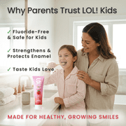 LOL Fluoride Free Nano Hydroxyapatite Toothpaste Kids | Kids Toothpaste No Fluoride with Probiotics | Remineralizing | Vegetable-Based Foaming Agent. for Children & Parents (3.5oz, Strawberry Smile)