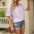thumbnail image 4 of yunLCZ Women's T-shirts Discounted Shirts For Women Trendy Summer Petal Short Sleeve V Neck Petite Tops Cute Lace Eyelet Blouses Casual Tee Breathable casual blouse loose fit, 4 of 7