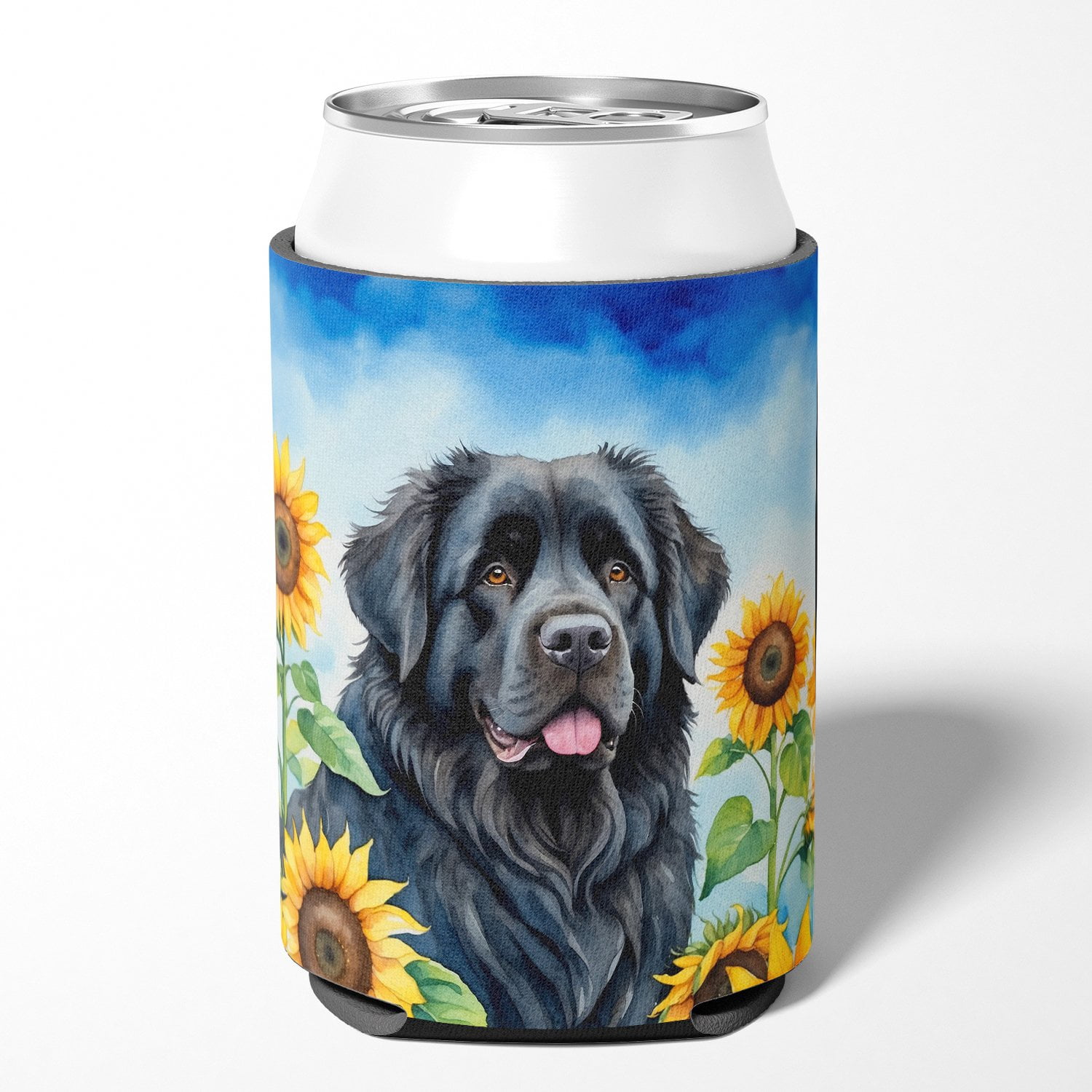 Newfoundland in Sunflowers Can or Bottle Hugger 3 in x 5 in