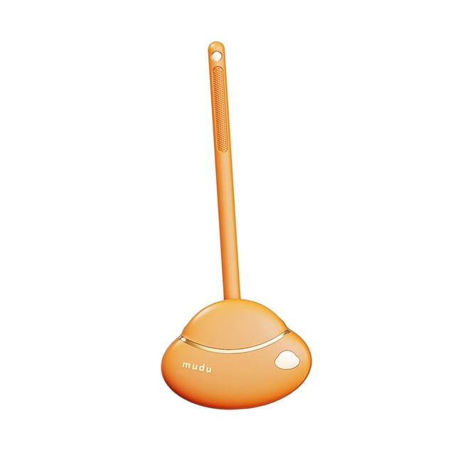 Cepillo de inodoro de pared con forma creativa y mango largo para baño. naranja