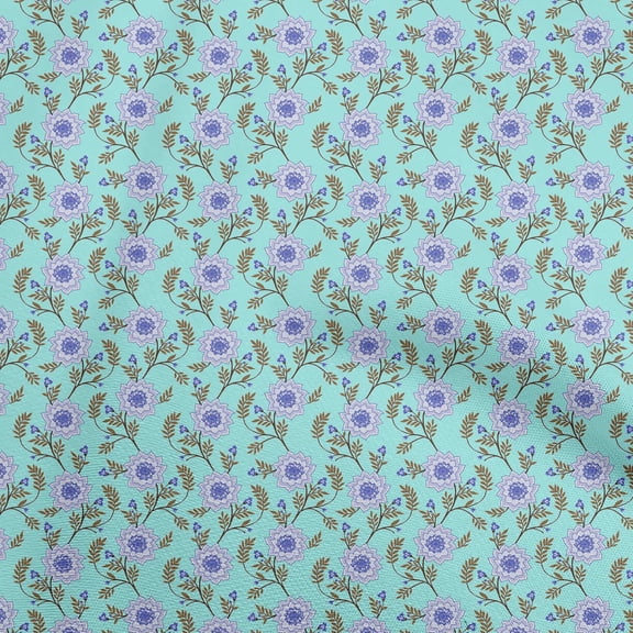 oneOone Georgette Viscose Turquoise Blue Fabric Jacobean Floral Sewing Craft Projects Fabric Prints By Yard 42 Inch Wide