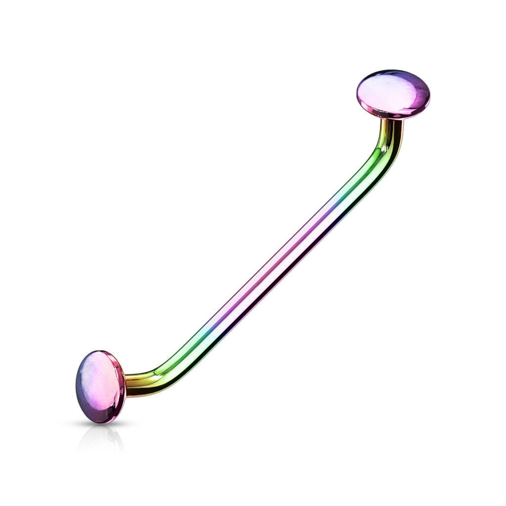 Flat Disc Ends 45° Bent Staple Barbell Int.Threaded for Surface,Snake Eye,Tongue