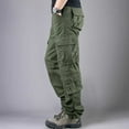 thumbnail image 3 of sunsanly Men Cargo Pants Multi Pockets Solid Color Loose Plus Size Daily Wear Streetwear Long Work Trousers Outdoor Training Pants, 3 of 8