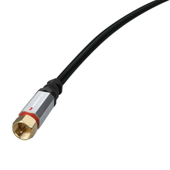 Monster Essentials Câble Vidéo Coaxial - RG-6 Câble Coaxial avec Connecteur F-Pin Plaqué Or, Veste de Protection Duraflex et Coque Extrudée en Aluminium - 4,9 FT