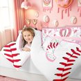 thumbnail image 3 of Meiyoeat Donut Baseball K Letter Twin Comforter Sets for Kids Girls, Cartoon Ice Cream Drip Bedding Set, Pink, Pink Reversible, 2pcs, 3 of 6