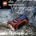 thumbnail image 4 of Prociv Emergency Radio Hand Crank Solar 5000mAh, IP65 Waterproof Dustproof Bluetooth 5.3 Portable AM/FM/NOAA Weather Alert Radio with Flashlight, Phone Charger, SOS, Headphone Jack Red, 4 of 8