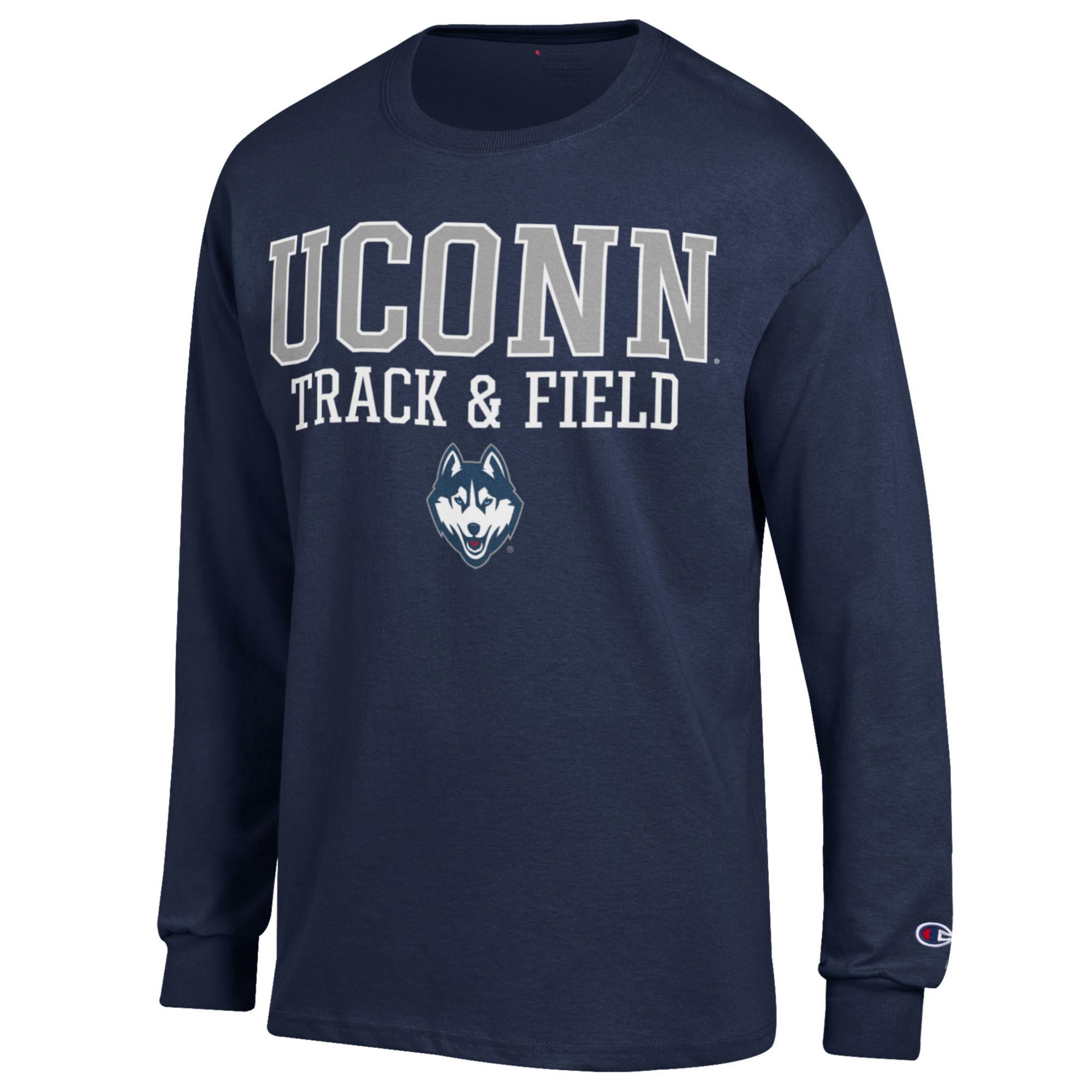 Men's Champion  Navy UConn Huskies Track & Field Stack Long Sleeve T-Shirt