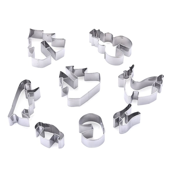 Yeacher 8pcs/set Cookie Cutters 3D Gingerbread House Christmas Stainess Steel Fondant Cake Mould Biscuit Mold