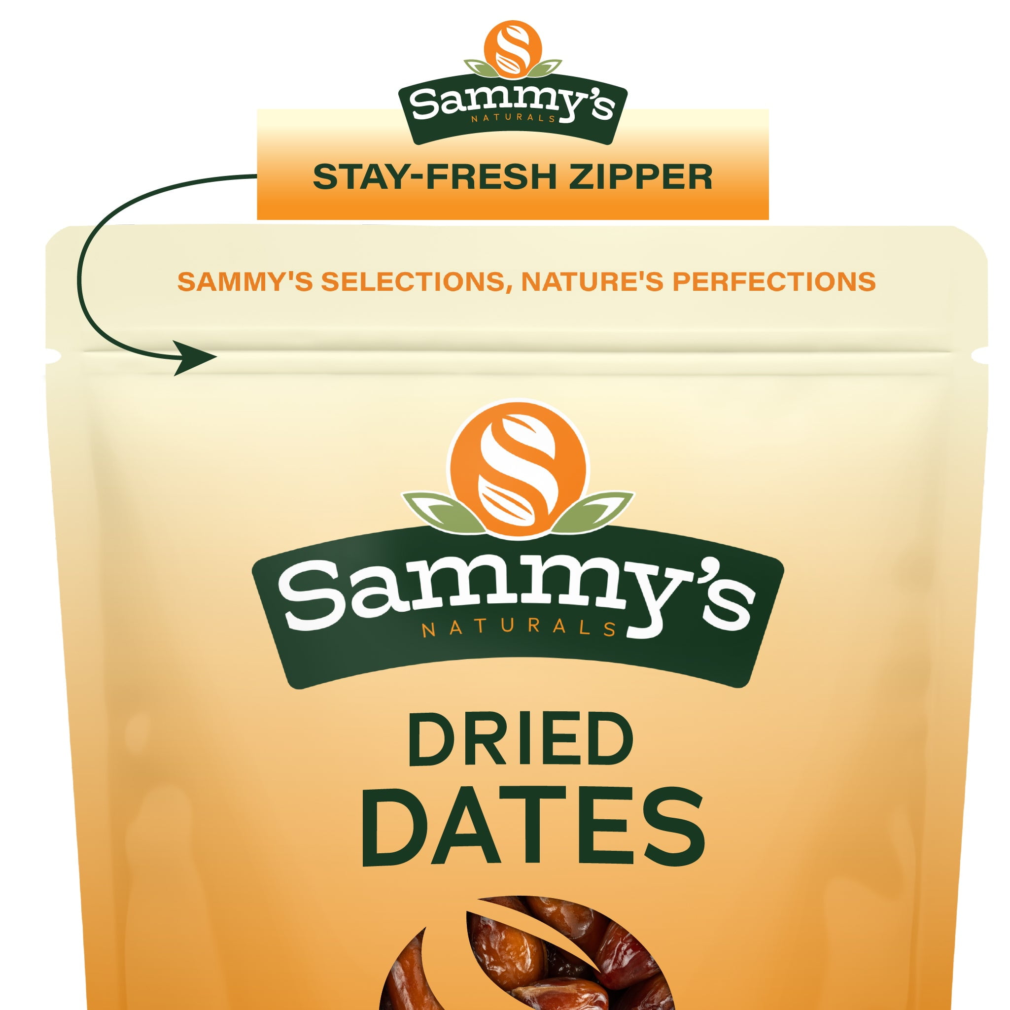 Sammys Naturals Deglet Noor Dates, Pitted, No Sugar Added (32oz - 2 lbs) Non-GMO, Vegan
