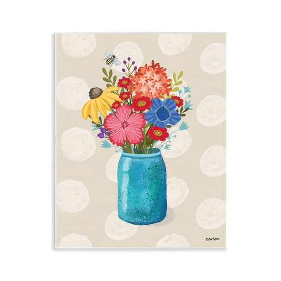 Stupell Industries Polka Dot Flower Vase Plants & Flowers Painting Unframed Art Print Wall Art, 11 x 14