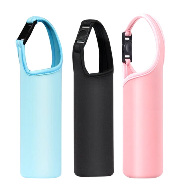 3 fundas para botellas con aislamiento térmico, bolsa de transporte de neopreno (negro, azul cielo y rosa).