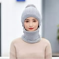 thumbnail image 4 of GRNSHTS Women's Fleece Lined Beanie Knit Hat,Winter Scarf Mask Set for Women,Girls Warm Hat Earmuffs Cap with Pom (Gray), 4 of 5