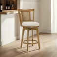 thumbnail image 2 of Armen living Isla 30 in. Amber Glow Bar Height Rubberwood Swivel Barstool with Ivory Fabric Seat, 2 of 12
