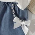 thumbnail image 4 of Kids Girls 2-Piece Short Sleeve Outfits Printed Crew Neck Top and Shorts Fashionable Summer Casual Clothes for Girls White Size 6-7 Years, 4 of 7