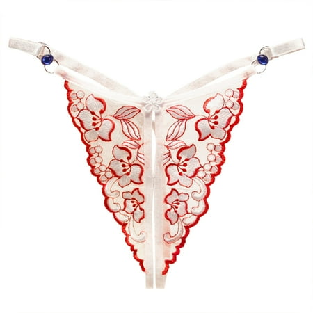 

Youmylove Women Underwear Embroidery Panties Breathable Thongs Comfortable Female White Sexy Thongs 1PC Bragas De Mujer