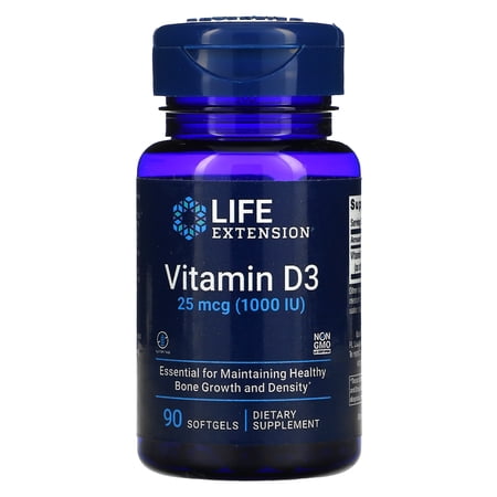Life Extension Vitamin D3  25 mcg (1 000 IU)  90 Softgels
