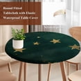 thumbnail image 3 of Teal Stars Round Tablecloth 45-54 Inch Round Fitted Table Cloth with Elastic Edge, Elegant Art Sky Star Waterproof Table Cover Protector for Outdoor Picnic Party Dining, 3 of 6
