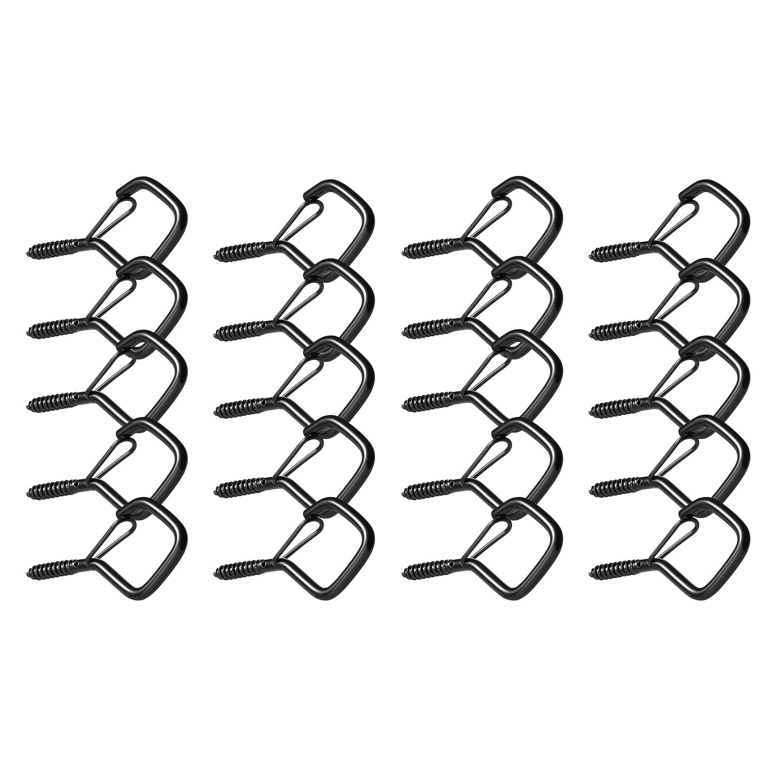 20 PCS Q-Hanger Hooks, 2.17 in Q Hanger String Light Hooks Outdoor, Heavy Duty Outdoor Screw Hooks with Security Buckle, for Hanging Outdoor String Lights, Christmas Lights, Cups, Decors (Black)