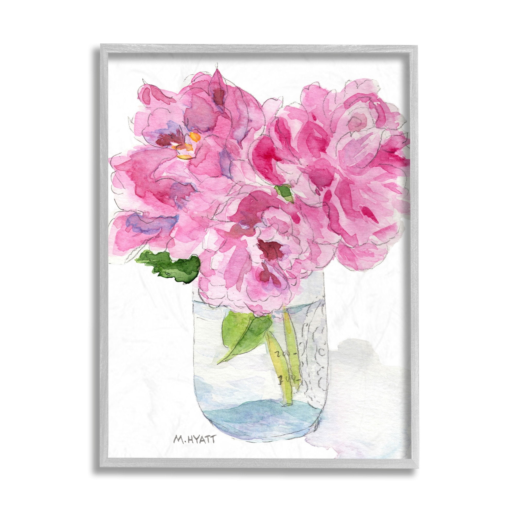 Stupell Industries Pink Peonies in Classic Canning Jar Black Framed, 11 x 14, Design by Melissa Hyatt LLC