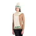 thumbnail image 2 of SAOL Aran Irish Shamrock Pom Pom Hat 100% Premium Merino Wool Warm Women`s Knitted Cap from Ireland, 2 of 4