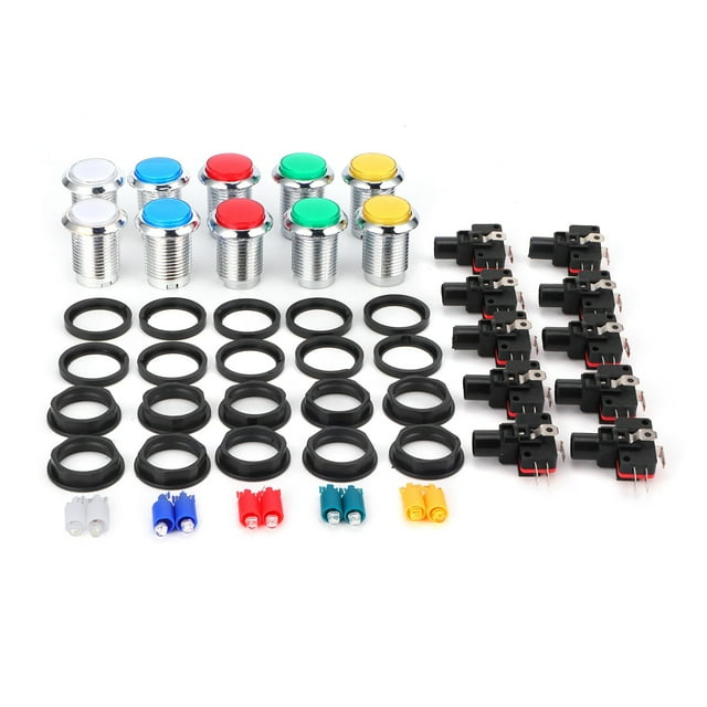 Bouton d'Arcade pour Switch, Petit Bouton Rond de 32 mm Plaqué Argent, Fournitures pour Console de Jeu, Conception à l'Épreuve du Futur