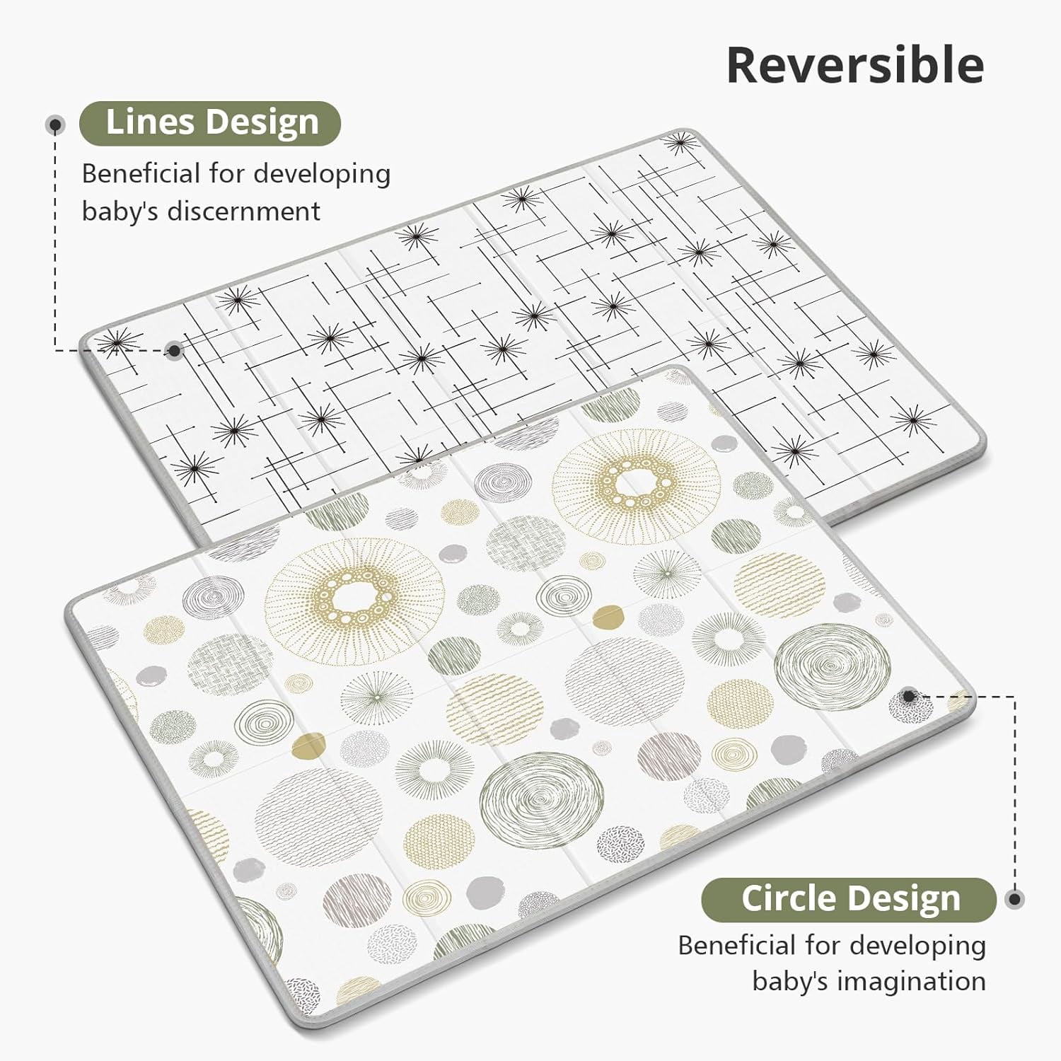 Baby Play Mat 79x71, Extra Large Baby Mat for Floor, Foldable Play XPE Foam Mat, Reversible Crawling Mat for Baby, Waterproof, Safe & Thick Playmats for Babies and Toddlers, Indoor & Outdoor Use