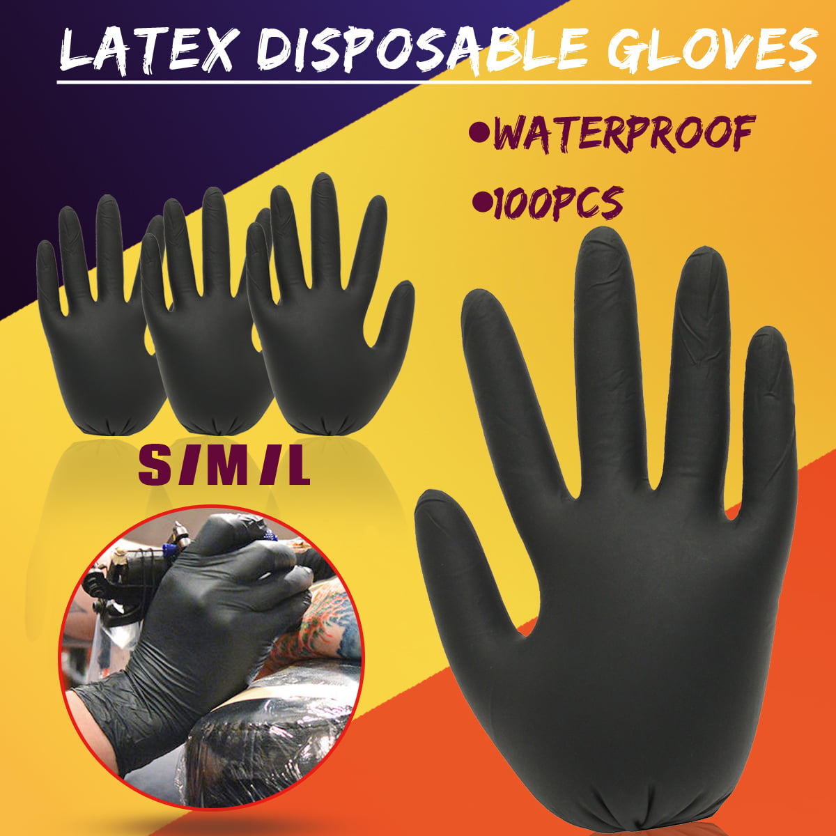 Black Latex Disposable Gloves Medical Tattoo Piercing Nitrile Disposable Gloves N Bpf 400 L Bx Black Pack Of 100 S M L Walmart Com Walmart Com