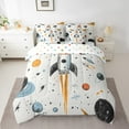 thumbnail image 2 of Cartoon Rocket Twin Comforter Set with Sheets - 7 Pieces Doodle Out Space Planet Twin Size Bedding Sets,Graffiti Stars Bed in a Bag with Comforter,Sheets,Pillowcase & Shams, 2 of 5