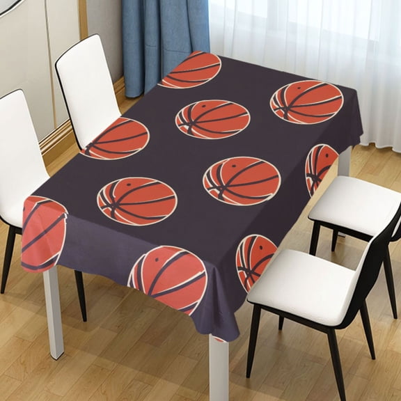 Ryvnso Basketball on Dark Background Rectangle Table Cloth Tablecover Dinning Tablecloth 54"x54"