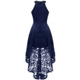 thumbnail image 4 of Dressystar Women Halter Floral Lace Cocktail Party Dress Hi-Lo Female Bridesmaid Dress, 4 of 6